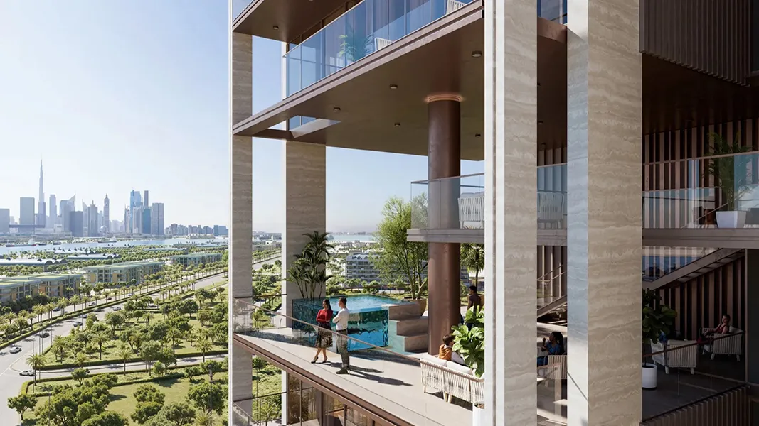 Balcony view with glass railing