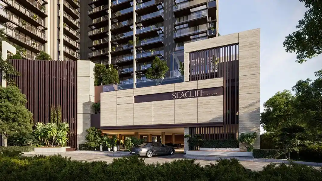 Modern building entrance facade