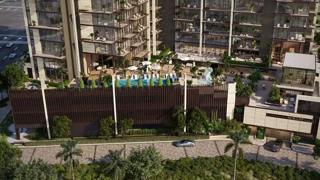 Courtyard with palm landscaping