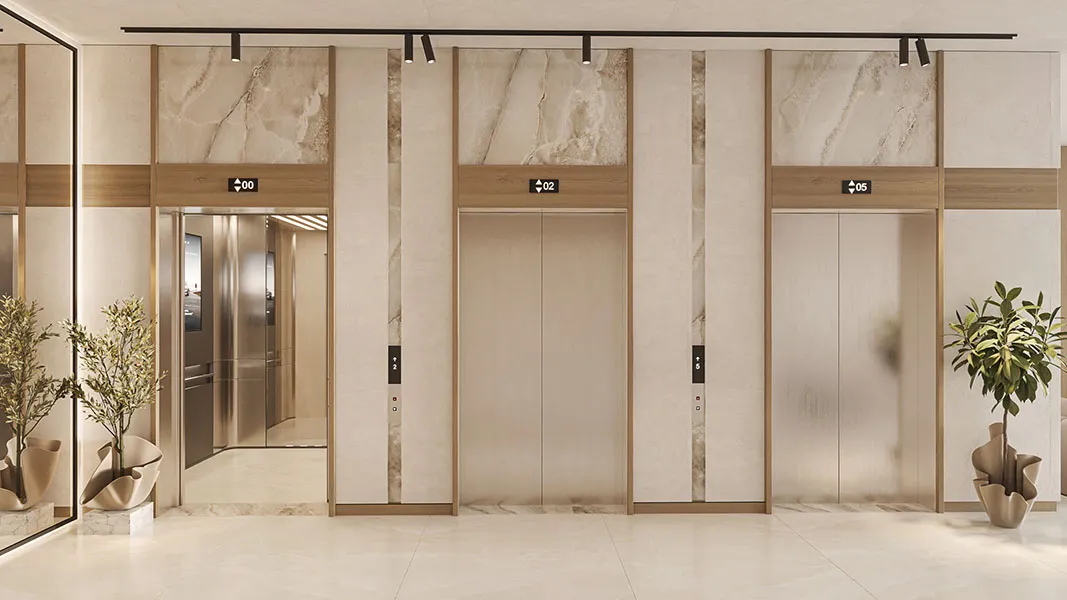 Modern elevator lobby