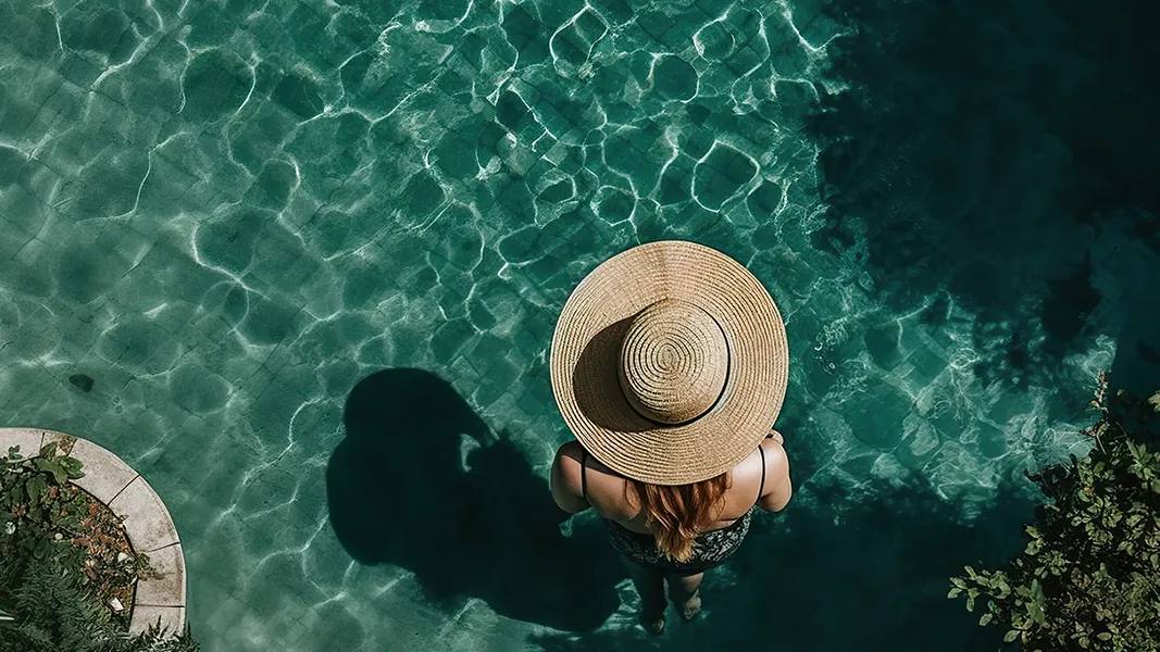 Woman relaxing in pool