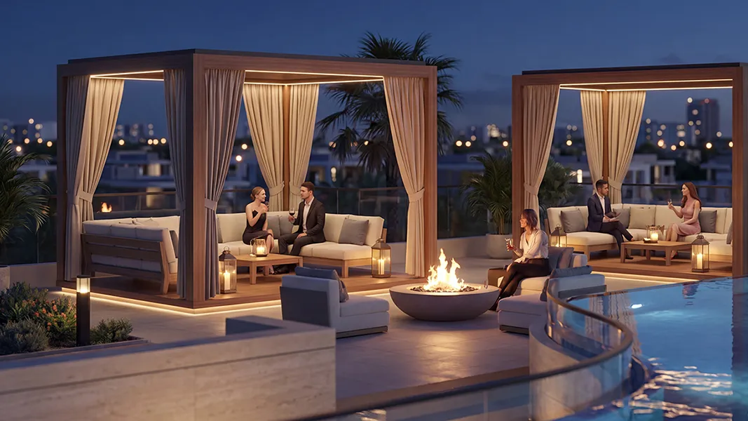 Rooftop evening lounge