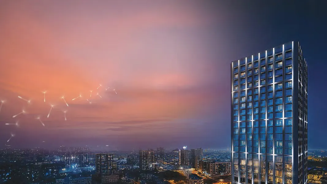 High-rise building at sunset