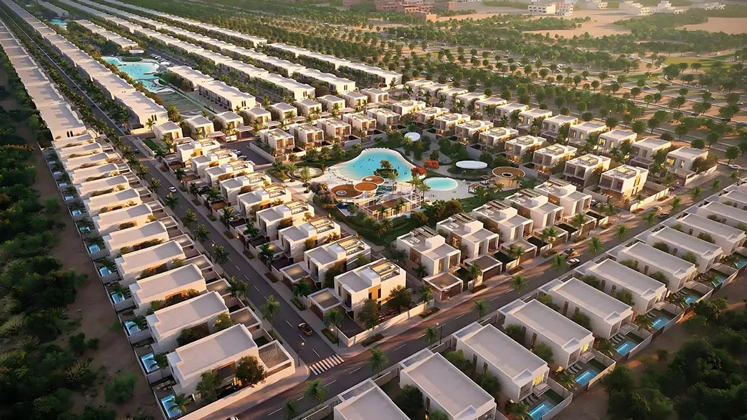 Aerial view of residential community