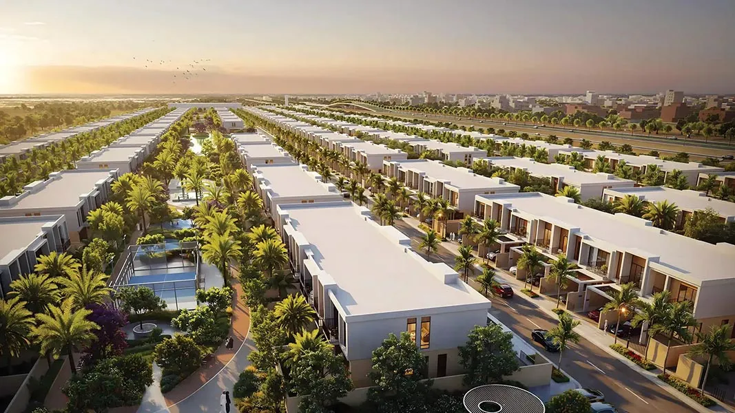 Green-lined villa neighborhood