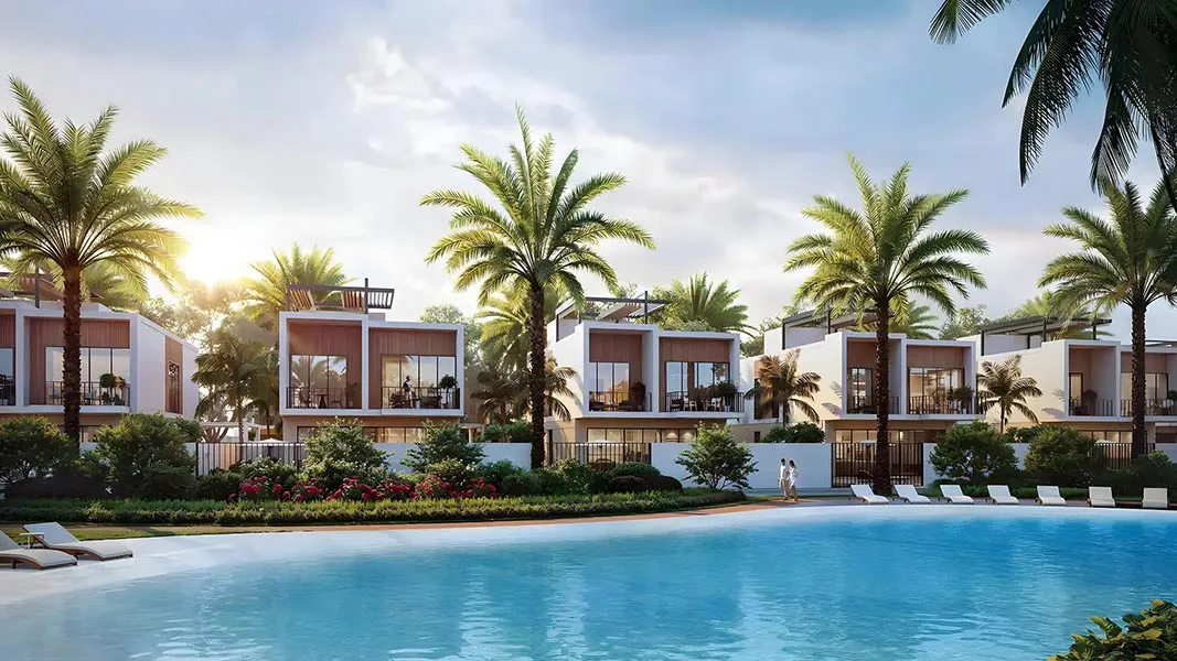 Palm-lined poolside homes