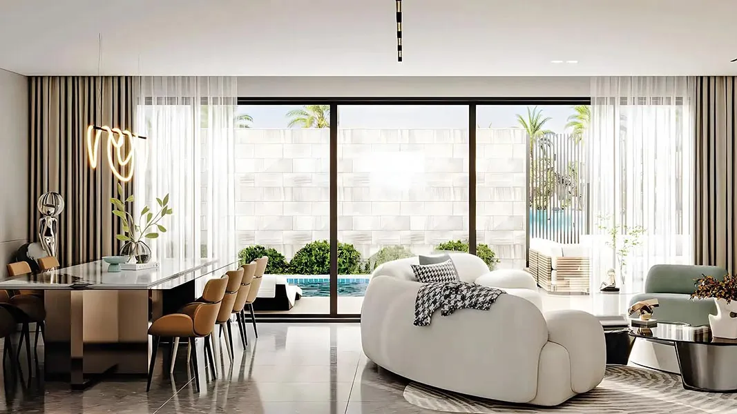 Modern living and dining area