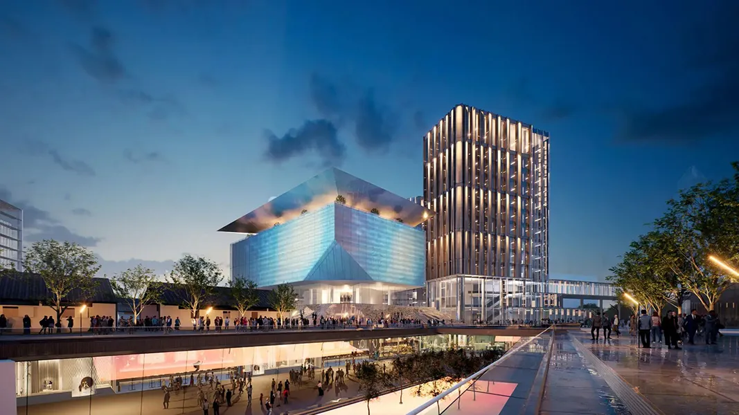 Night cityscape towers