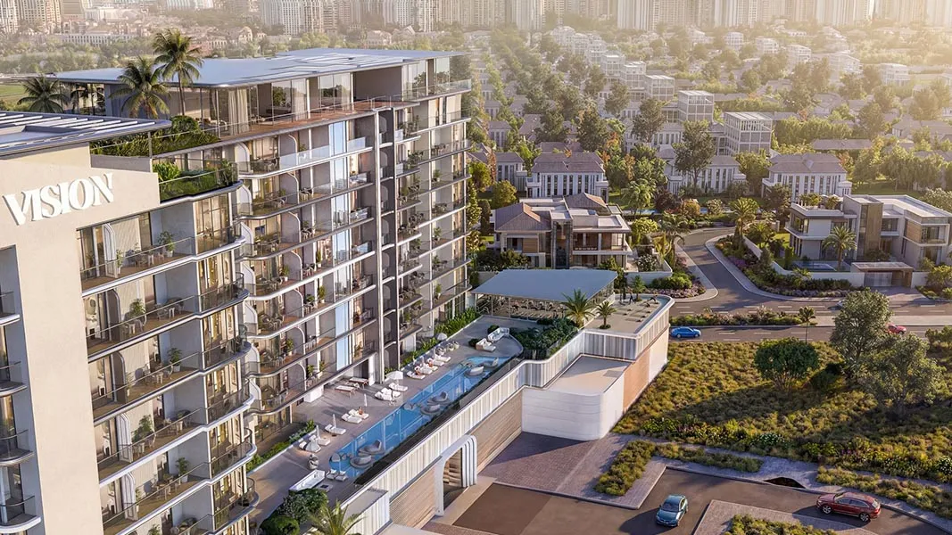 Modern apartment community exterior