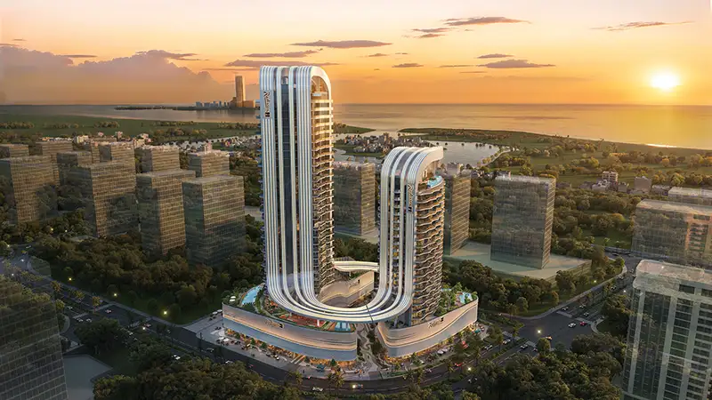 Sunset view of residential towers