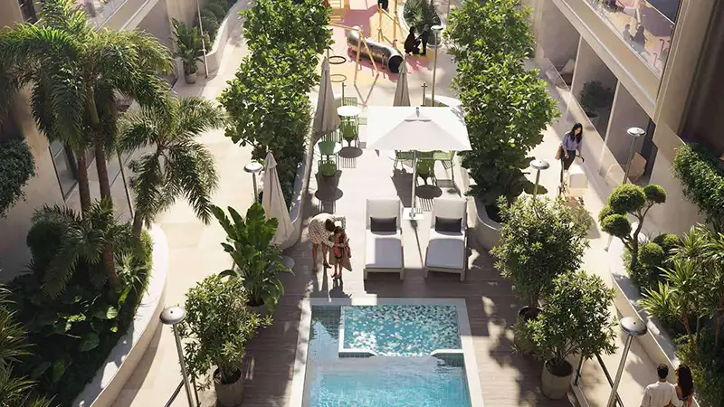 Courtyard pool view