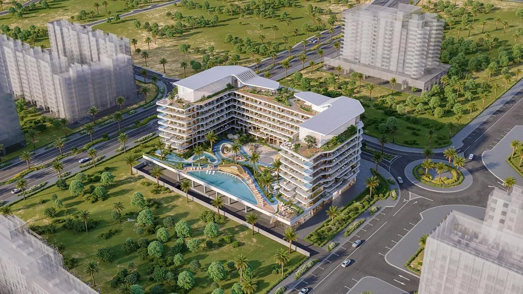 Aerial view of residential building