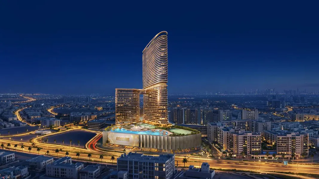 Skyscraper city skyline at night