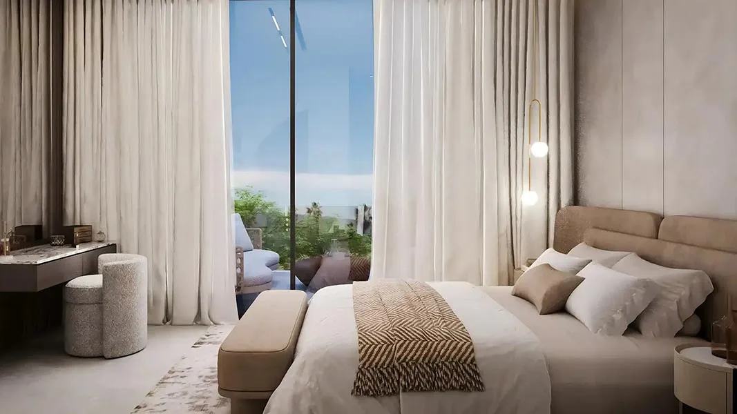 bedroom with large windows