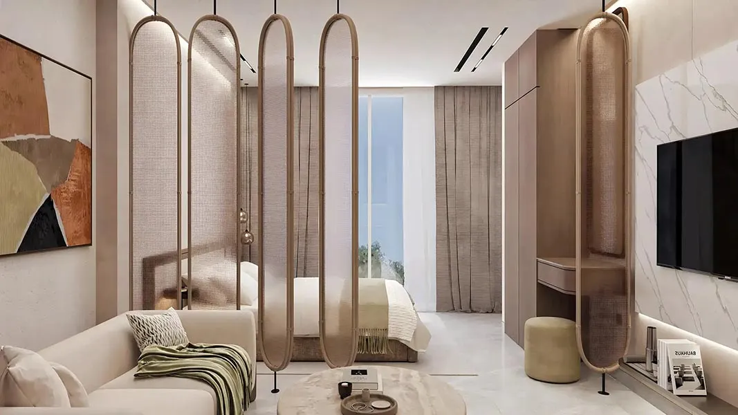 Elegant lounge with mirrors